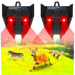 Letyet Solar Nocturnal Animal Repellent 2 Pack - Waterproof Coyote Deterrent Device Skunk Repellent for Yard with Flashing Lights - Repeller Raccoon,Deer,Fox,Cat for Chicken Coop, Farm, Garden