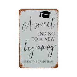 Ecostan Graduation Candy Bar Sign Sweet Ending To A New Beginning Sign,Grad Dessert Bar Sign Summer Rustic Decor for Farmhouse Garage Man Cave Living Room Dorm Office Cafe Home Nursery Garden 8x12 Inches