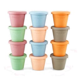 PandaEar 12 Pack Silicone Baby Food Storage Containers, 4 oz Reusable Small Snack Containers Freezer Storage with Airtight Lids Leak Proof for Infants Kids Babies, Microwave Safe
