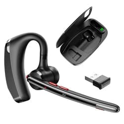 COMEXION Bluetooth Headset V5.3, Wireless Headset with Dual Noise-Canceling Microphones, Portable Charging Case, 300H Standby Time, Hands Free Headphones for Computer/Cell Phones, Trucker/Home/Office/Work