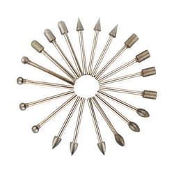 SUKEO 1/8 Inch Shank Diamond Rotary Grinding Head Burr Drill Bits Sets for Dremel Rotary Tool (Pack of 20)