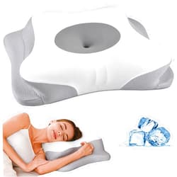 HAMYODO Cervical Neck Pillow - Memory Foam Pillows for Neck Pain Relief, Ergonomic Contour Side Sleeper Pillow for Sleeping, Orthopedic Neck Bed Pillow for Back & Stomach Sleepers with Pillowcase