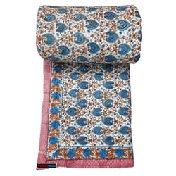 Exportindia New Indian Hand Block Print King Size 100% Cotton Quilt Razai Jaipur Famous Razai Light Weight Cotton Quilt