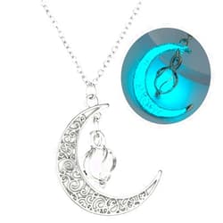 SIewee Fantasy Glow in the Dark Crescent Moon Necklaces - Jewelry Charms Pendants for Women - Fairy, witches, Space Necklace