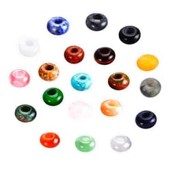 BEADSIN Hair Beads for Braids for Girls, Durable Large Hole Beads for Hair Braiding, Assorted Macrame Beads for Crafts, Women Medium Loc Beads, Colorful Natural Gemstone Pack of 20