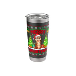 Otter Ugly Christmas Pajamas Otter Ugly Christmas Sweaters Funny Santa Hat Lights Xmas Stainless Steel Insulated Tumbler