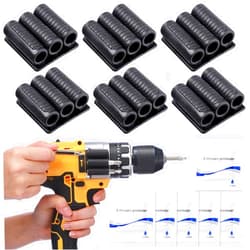 Threlaco 6 Pack Drill Bit Holder Tool Holster Bit Gripper with High Strength Adhesive Bits Holster Drill Bit Holder for Impact Driver Carry up to 6 Driver Bits on the Side of Power Drill or Driver