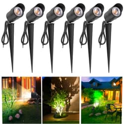 M RNEHON RNEHON 10W LED Landscape Lighting Outdoor Spotlight, 12V-24V AC/DC Low Voltage Garden Pathway Lights Warm White IP67 Waterproof for Driveway, Yard,Lawn,Patio,Outdoor Lights(6 Pack)
