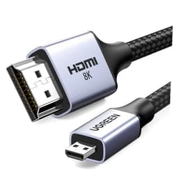 UGREEN 8K Micro HDMI to HDMI Cable 6.6FT, 2.1 Aluminum Shell Braided 48Gbps Ultra High Speed 8K@60Hz, 4K@240Hz Support HDR eARC Dolby Compatible with GoPro Raspberry Pi 5 Camera Nikon