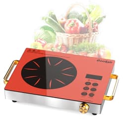 Cooksir Single Burner Electric Cooktop - 110V 1800W Portable One Burner Hot Plate, Countertop Electric Stove top for Home, Camping, RV, Timer, Child Lock, Steam, BBQ, Stir Fry, 120V Plug in (Orange)