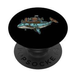 Visit The Steampunk Odyssey Apparel STEAMPUNK WHALE ODYSSEY Fantastical Mechanical Intricate PopSockets Adhesive PopGrip