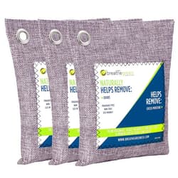 GREEN BREATHE ECO Breathe Green Bamboo Charcoal Odor Eliminator Bag (3 Bags), Activated Charcoal Odor Absorber, Natural Freshener Removes Odors and Moisture, Odor Eliminator for Home, Pets, Car, Closet, Basement, RV