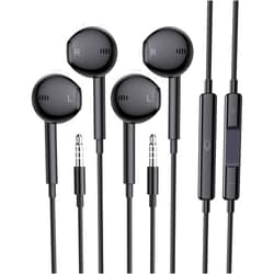 Tiloqua Wired Earbuds, 2 Pack 3.5mm Headphones with Microphone Clear Call HiFi Stereo Volume Control Earphones for iPhone iPad Samsung Kindle Switch MP3/4 (Black)