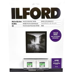 Ilford Multigrade V RC Deluxe Glossy Surface Black & White Photo Paper and 2x HP5 Plus 35mm Film Roll Value Pack, 190gsm, 8x10