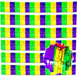 LANTIANCHEN 6 Pack 10 Ft Gold Green Purple Foil Fringe Garland Metallic Streamers Tinsel Banner Wall Hanging Garland Backdrop for Parade Floats, Halloween, Christmas, Thanksgiving, New Year Party Decorations