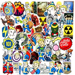 RUODO 100PCS Fallout Merchandise Stickers for Bottle, Cute Cartoon Vinyl Waterproof Decal for Laptop Skateboard Computer Phone for Adult Teens