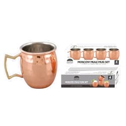 J&V TEXTILES Moscow Mule Copper Mugs - Gift Set of 4, 100% Solid Handcrafted Copper Cups - 2 Ounce Food Safe Hammered Mug For Mules