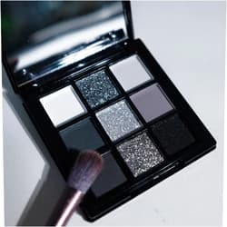 BAISEN DIARY 9 Color Smokey Eyeshadow Palette - Highly Pigmented Matte & Glitter Shades, Long-Lasting, Waterproof & Blendable, Black Silver Gray Eyeshadow Set for Sultry Glam (Reversal Star Smokey)
