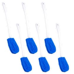 Lola Products Bath & Toilet Bowl Scrubber Brush w/Comfort Handle & Hang Hole. Non-Scratch, Removes Rings w/Scrubbing Pad, Angled Head w/Elongated Handle for Easy Clean, Rust Proof, 6 Pack