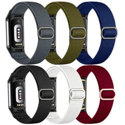 Maledan Compatible with Fitbit Charge 6 Bands/Fitbit Charge 5 Bands Men Women, 6 Pack Adjustable Soft Elastic Nylon Fabric Replacement Watchband Sport Woven Strap Accessories for Charge 5/Charge 6