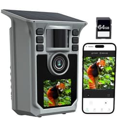 Hrivcam Trail Camera, 5000mAh Forever Power, 4K 64MP WiFi Solar Game Camera, 64GB Memory Card and Ip67 Waterproof