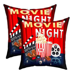 Feelyou Movie Night Reversible Throw Pillow Covers for Theater Cinema Poster Pillow Covers Home Decor Old Fashion Home Decor Square Cushion Covers Set of 2 Popcorn Snacks 18 x 18-Inch