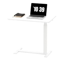 Sweetcrispy Overbed Bedside Table with Wheels, Adjustable Hospital & Home Use Bed Table, Rolling Laptop Table, Mobile Standing Desk, White