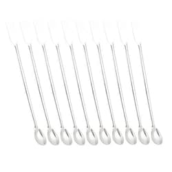 Psyqtsuary 10 Pcs Stainless Steel Lab Spatula, 2 in 1 Lab Spoon Micro Scoop Laboratory Sampling Spoon, Mixing Spatula Combination Reagent Spoon Laboratory Supplies Experimental Tools
