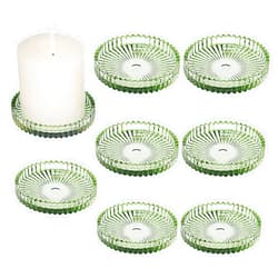 Vixdonos 3.8 Inch Glass Pillar Candle Holder Set Pack 8 Gear Round Plate Serrated Candle Stand for Table Centerpieces,Party, Wedding and Home Decor