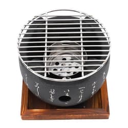 Kuuleyn Japanese Style BBQ Grill, Japanese Style Grill Mini Portable Japanese BBQ Grill Round Food Charcoal Stove Household Barbecue Tool (small)