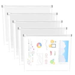 FYY 5PCS Plastic Envelopes, A4 Letter Size Poly Zip Envelopes File Folders, Translucent Expanding Document Wallet Pouch with Zipper for School and Office Supplies, 12.8 x 9.4 Inches, Clear