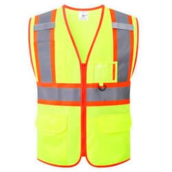 LaienSafety Hi Vis Reflective Safety Vest for Men Women Class 2 Mesh High Visibility Vest with Pockets and Zipper Front,Meets ANSI/ISEA Standards(EK1-178-Yellow-L)