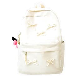 KAOBIO 2024 Trendy Cute Bowknot Backpack for Women Laptop Daypack Y2k Preppy Aesthetic Backpack Kawaii Coquette Backpack (White)