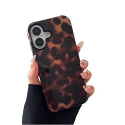 Longlayss Compatible with iPhone 17 Case Tortoise Shell Phone Case for Women Girl Shockproof TPU and Hard PC Protective Cover - Amber Brown Leopard