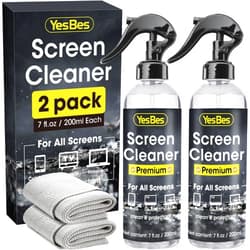 YesBes Screen Cleaner Spray 14oz (7oz x 2 Pack) - TV Screen Cleaner Spray and 2 Microfiber Cloths, Computer Screen Cleaner & Car Screen Cleaner for TV, Monitor, Laptop, MacBook, iPad and Electronic Devices