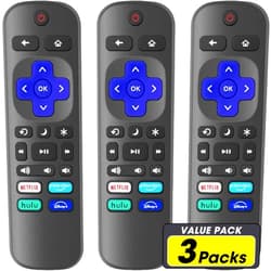 YesBes 3 Pack Replacement Roku TV Remotes for TCL/Hisense/Sharp/Philips/Onn/Element/Insignia, with Netflix/Disney+/Hulu/YouTube Shortcuts(Not for Roku Stick and Box)
