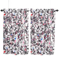 Pinroote Short Curtains 45 Inch Length - 2 Panels, Football Rod Pocket Curtain Panels, Soccer Sports Modern Abstract Art Window Treatment for Bedroom/Kitchen/Bathroom Small Windows, 55W x 45L Inch