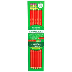 Ticonderoga® Erasable Checking Pencils, Presharpened, Carmine Red, Pack Of 12