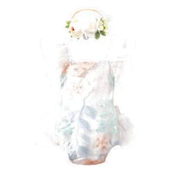 IMEKIS Baby Girl 1st Birthday Outfit Lace Tulle Romper Princess Tutu Dress Headband Shiny ONE Cake Smash Photo Shoot Clothes