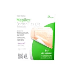 Mepilex Border Flex Lite 4x4 in (10x10 cm) Hospital Grade Dressings for Minor Surgical Incisions, Abrasions and Blisters for up to Several Day Use