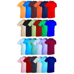 BILLIONHATS 24 Pack Mens Cotton Short Sleeve Lightweight T-Shirts, Bulk Crew Tees for Guys, Mixed Bright Colors Bulk Pack
