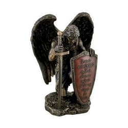 Veronese Design 8 1/4 Praise The Lord My Rock Kneeling Warrior Angel Saint Michael Cold Cast Resin Bronze Finish Sculpture