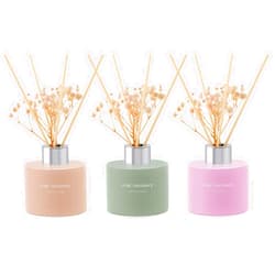 L'odeur Vill 3 Pcsk Reed Diffuser, 4.06 oz(120ml) Linen/Vanilla/Jasmine Lily, Scented Aromatherapy Diffuser with 12 Black Diffuser Sticks, Air Freshener for Home Bedroom Bathroom