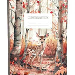 Jess-Lily Rowan Fawn Composition Notebook: College Ruled Creative Writing Book Featuring a Baby Deer in Woodlands