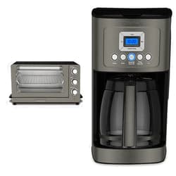 Cuisinart TOB-60N2BKS2 Convection AirFryer Toaster Oven Broiler, 1800-Watt Motor, Black Stainless & DCC-3200BKSP1 Perfectemp, 14 Cup Progammable with Glass Carafe Coffee Maker, Black Stainless Steel