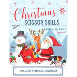 Lilliput Learning Christmas Scissor Skills Activity Book: Cutting Coloring & Pasting Practice Workbook for Kids - Preschoolers and Kindergarten for Educational Readiness and Holiday Fun!