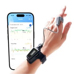 Wellue Wrist Pulse Oximeter| O2 Monitor with 100-hour Battery Life to Record Blood Oxygen Saturation and Pulse Rate| Export the Report via APP/PC