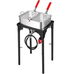 VIVOHOME Double Deep Fryer with 2 Baskets and 54,000 BTU Cast Iron Burner Stand