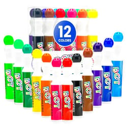 Playkidiz Darice Washable Dot Markers for Toddlers, 12 Colors (40ml 1.35oz) Paint Marker Dot Art Set, Water Based Non-Toxic Bingo Daubers for Kids