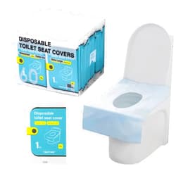 TRIPTIPS Toilet Seat Covers Disposable Travel Pack 60 count｜Faster use-Sticker free｜Waterproof｜XL Disposable Toilet Seat Cover for Adults and Kids, Individually for Public Restroom/Airplane (60pcs)